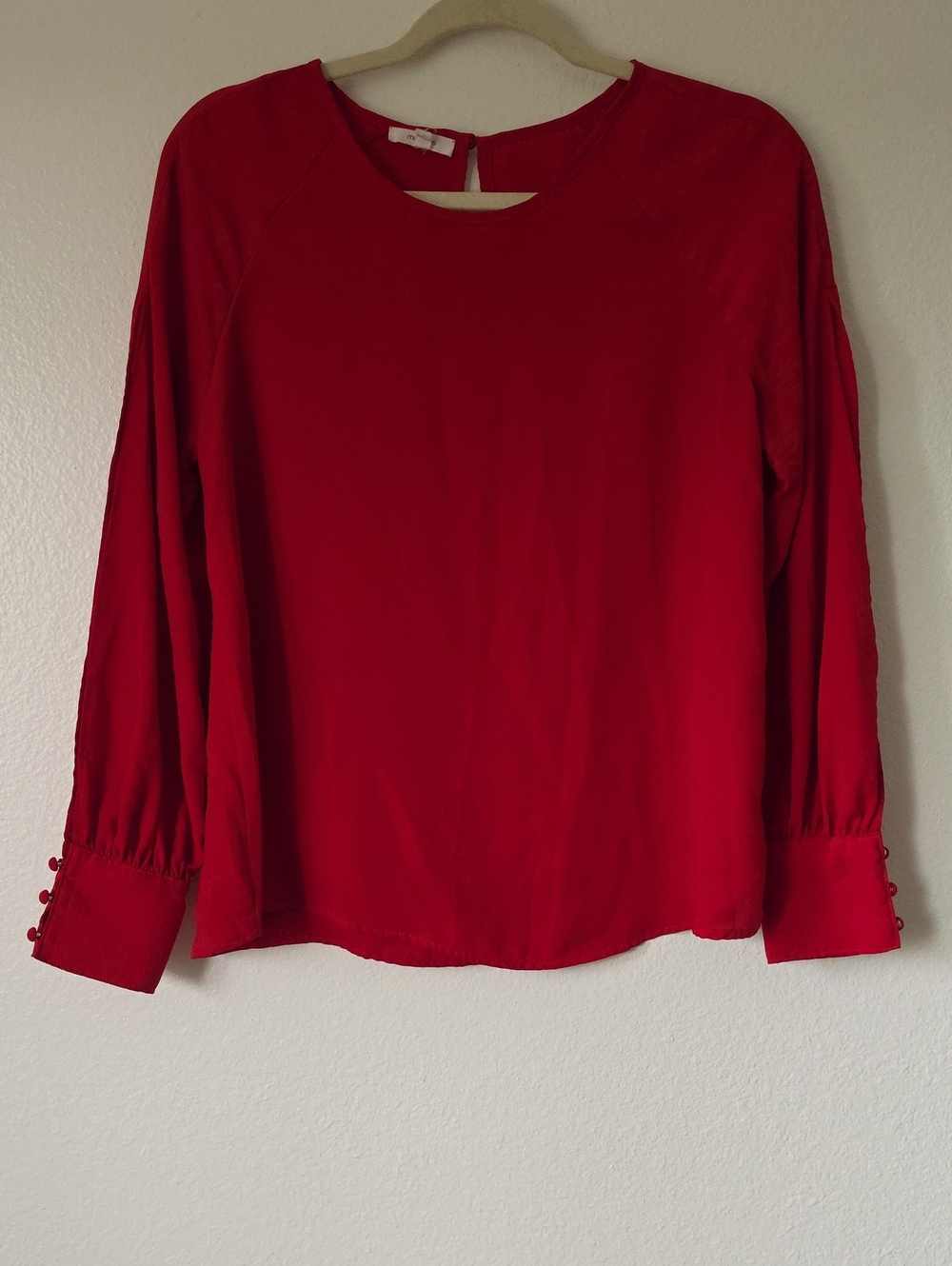 Maurices Red Long-slit-Sleeve Button-Cuff Blouse